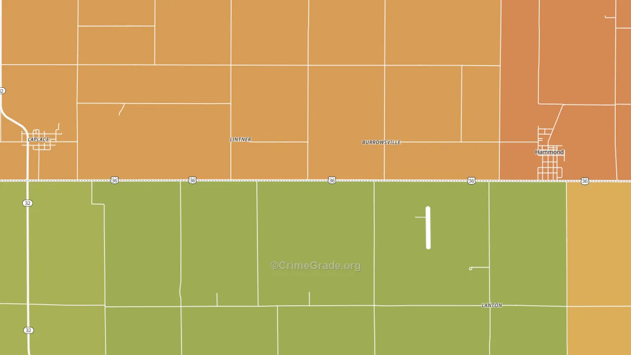 Lintner, IL Map of Robbery Rates