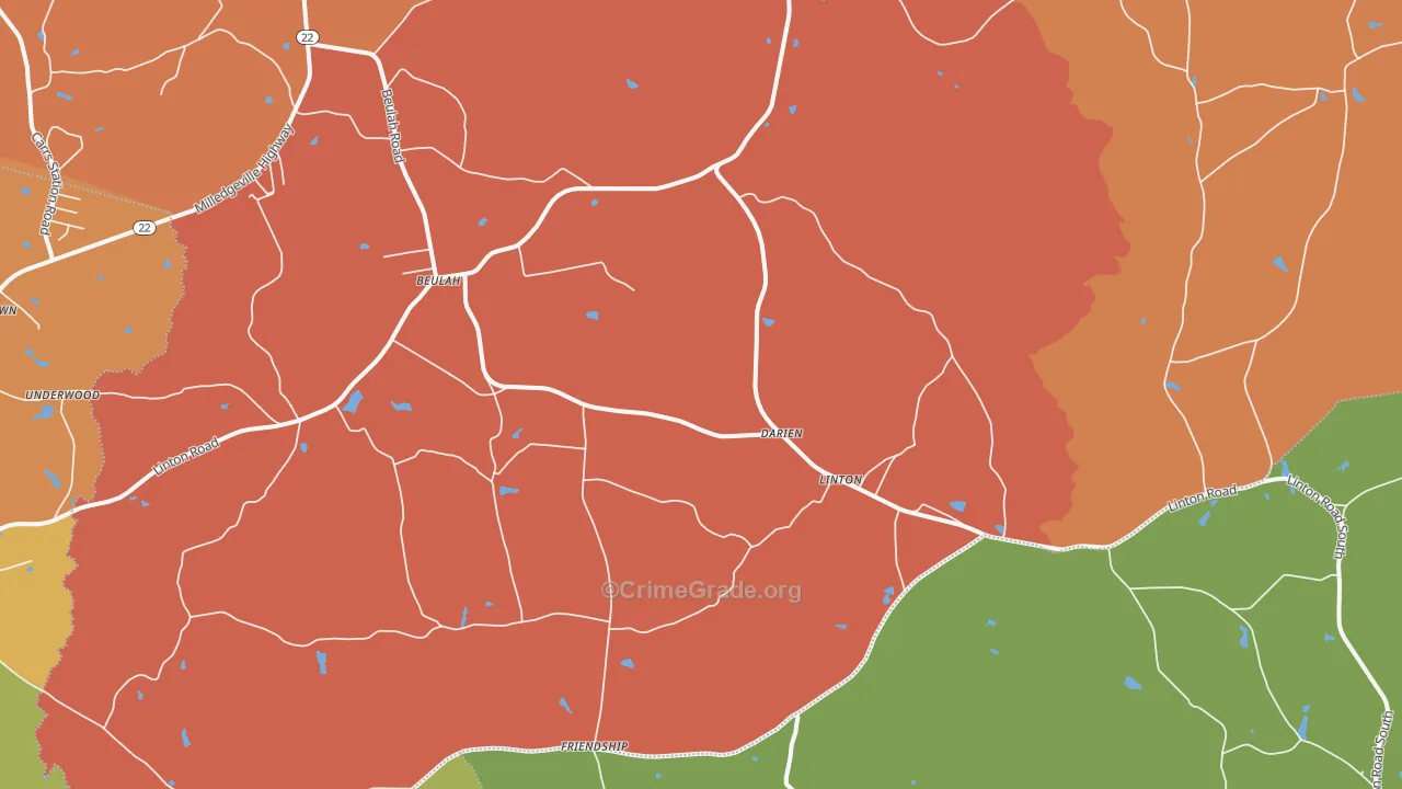 Linton, GA Map of Robbery Rates