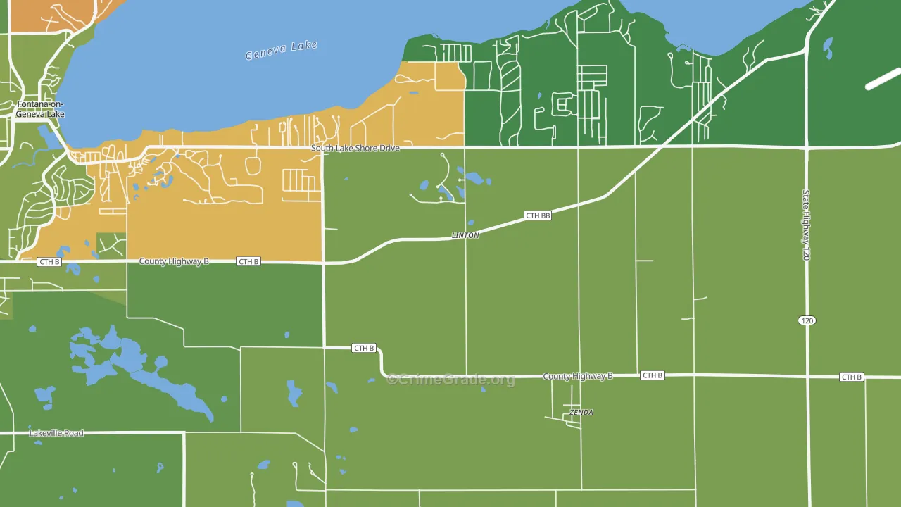 Linton, WI Map of Robbery Rates