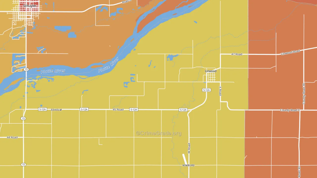Linwood, NE Map of Robbery Rates