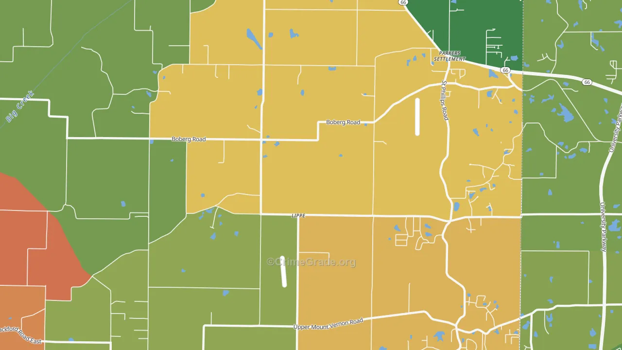 Lippe, IN Map of Robbery Rates