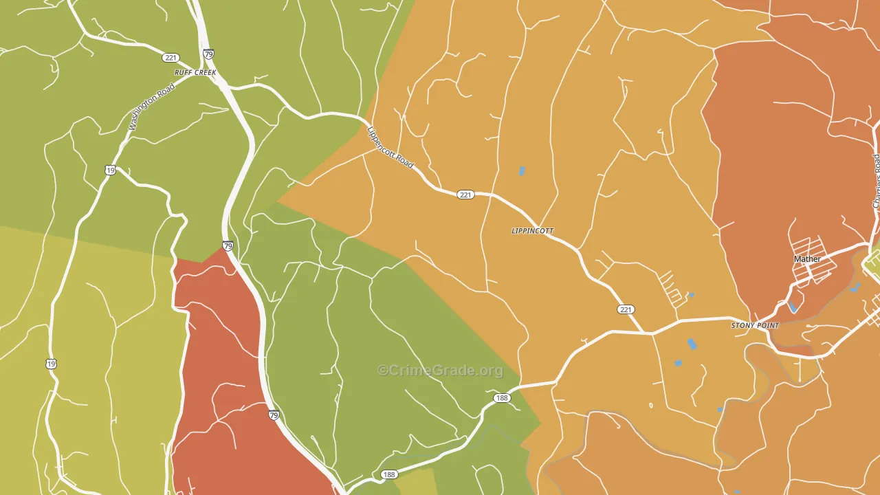 Lippincott, PA Map of Robbery Rates