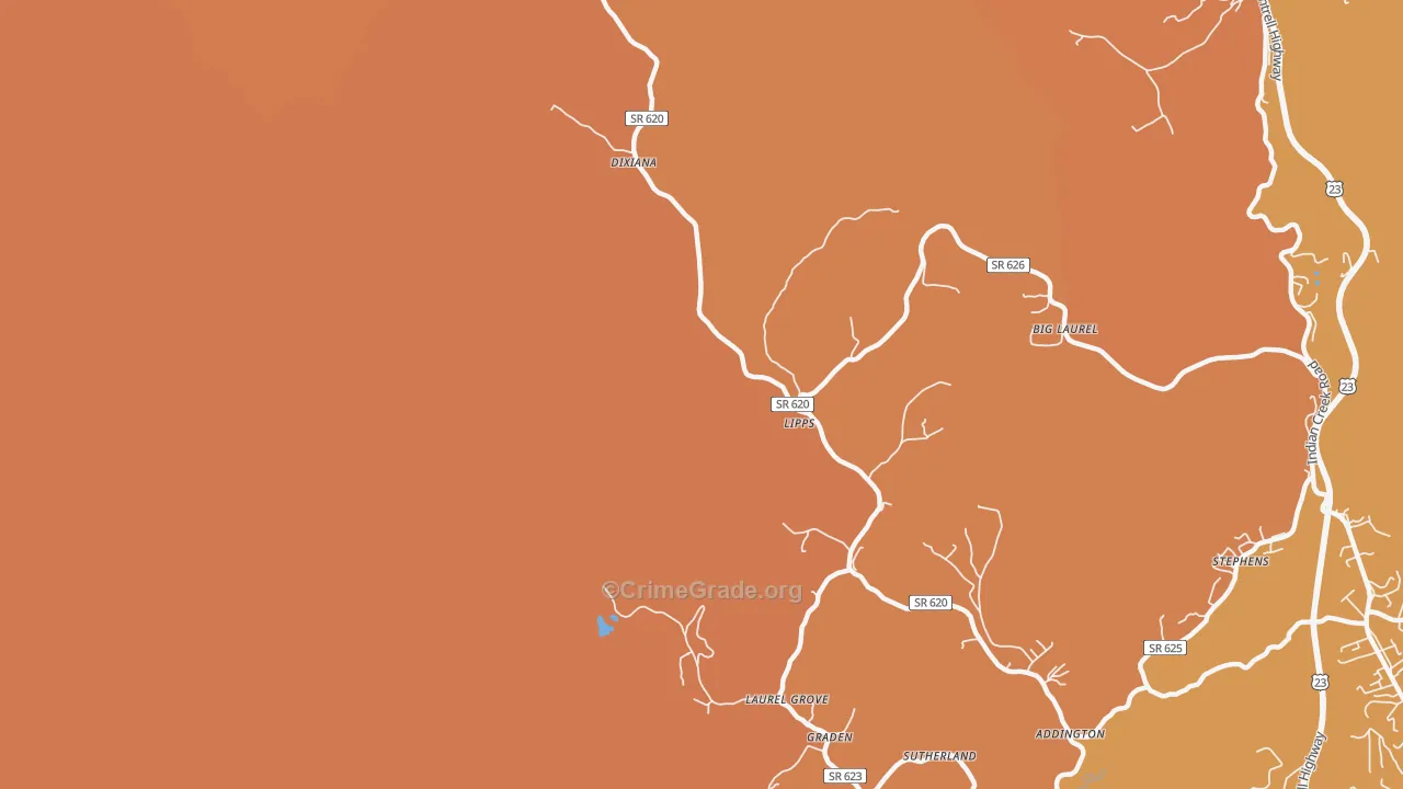 Lipps, VA Map of Robbery Rates
