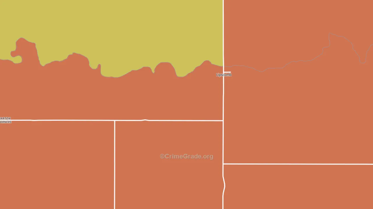 Lipscomb, TX Map of Robbery Rates
