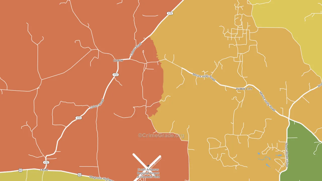 Lisbon, AR Map of Robbery Rates