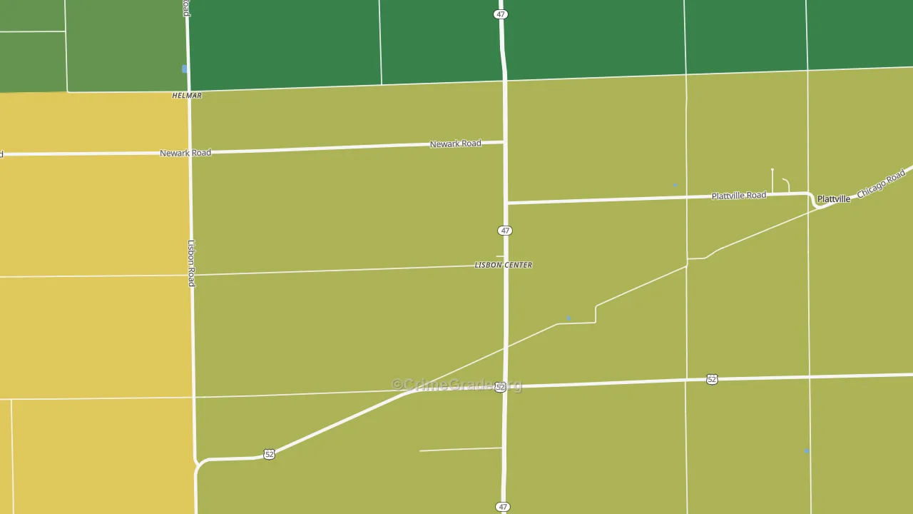Lisbon Center, IL Map of Robbery Rates