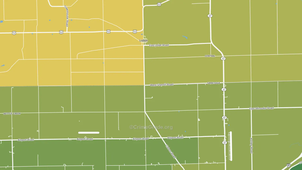 Lisbon, IL Map of Robbery Rates