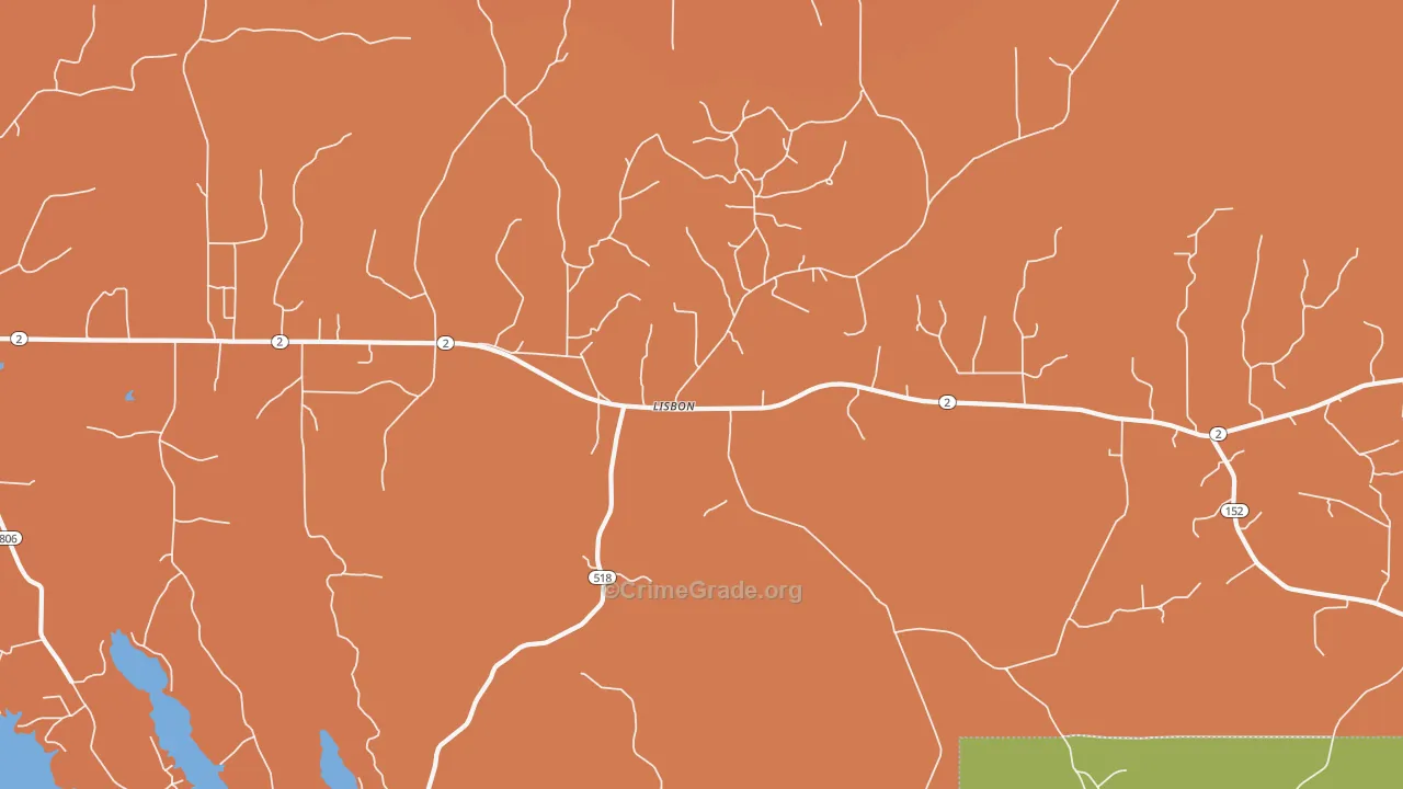 Lisbon, LA Map of Robbery Rates