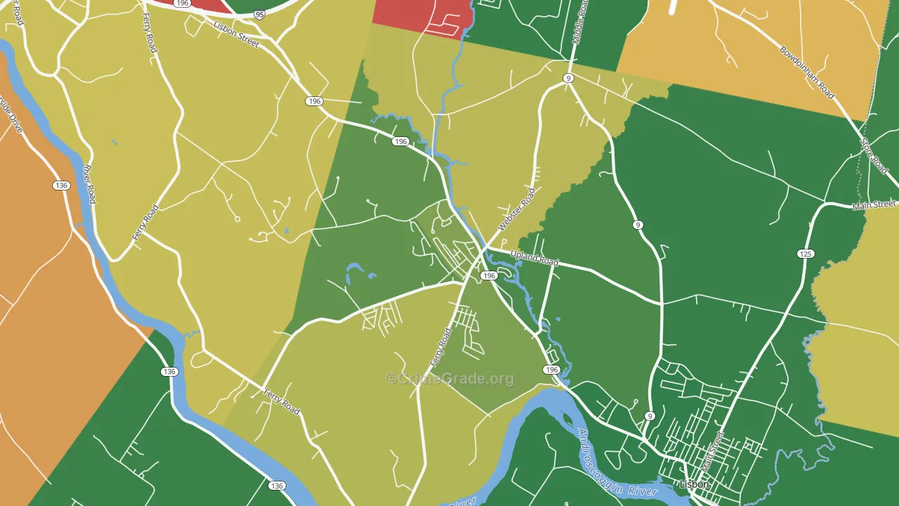 Lisbon, ME Map of Robbery Rates