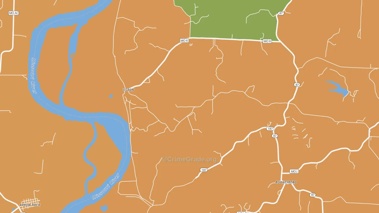 Lisbon, MO Map of Robbery Rates