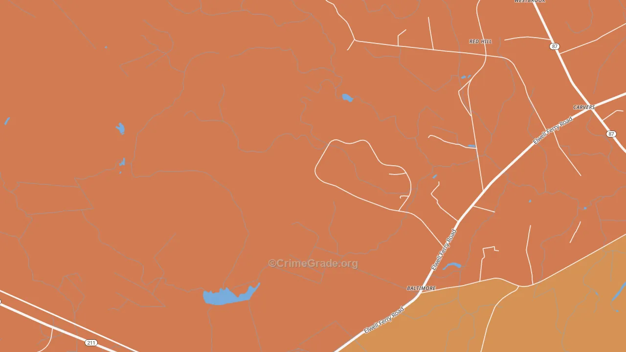 Lisbon, NC Map of Robbery Rates