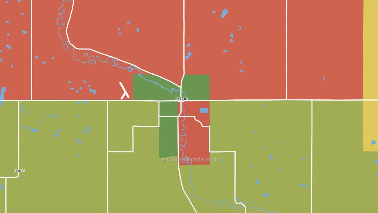 Lisbon, ND Map of Robbery Rates