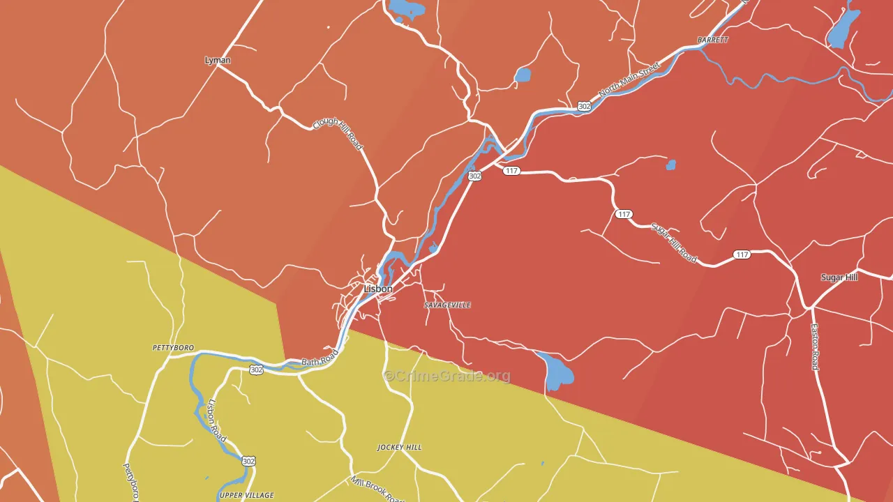 Lisbon, NH Map of Robbery Rates