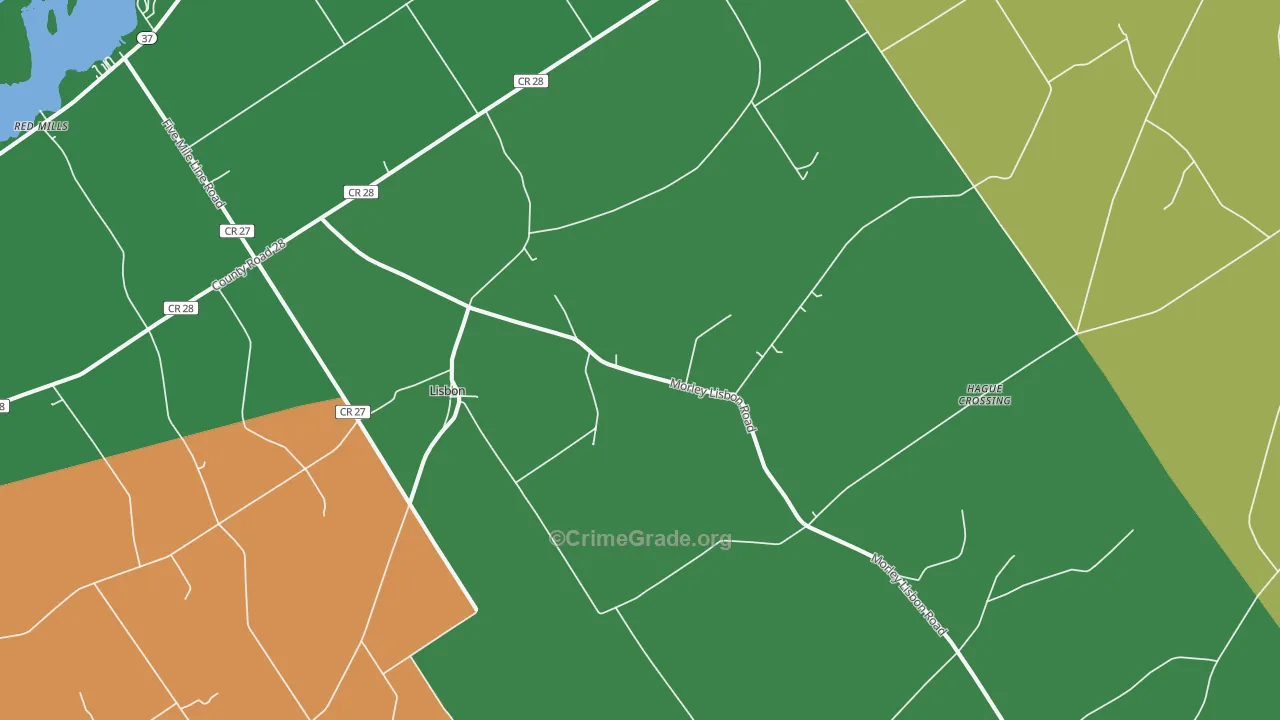 Lisbon, NY Map of Robbery Rates