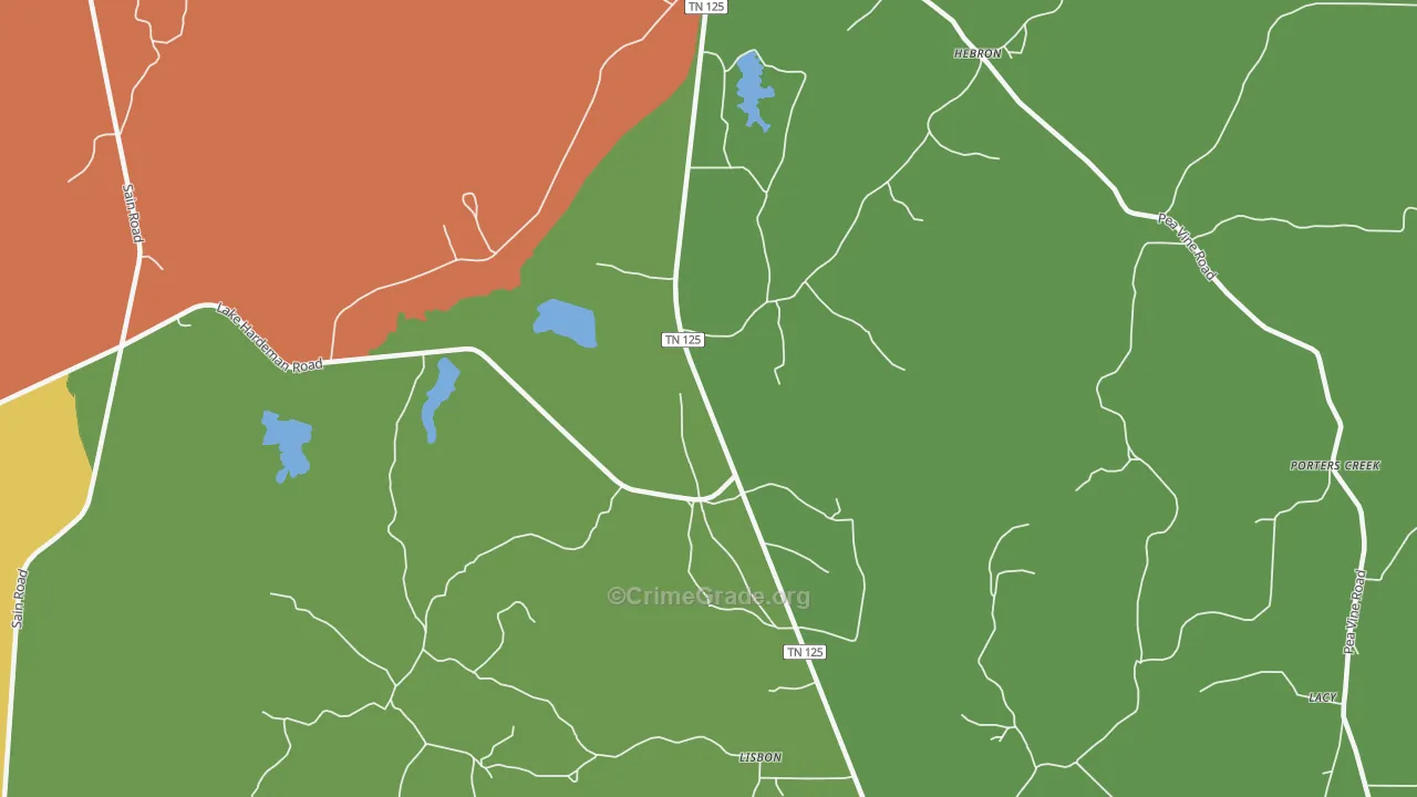 Lisbon, TN Map of Robbery Rates