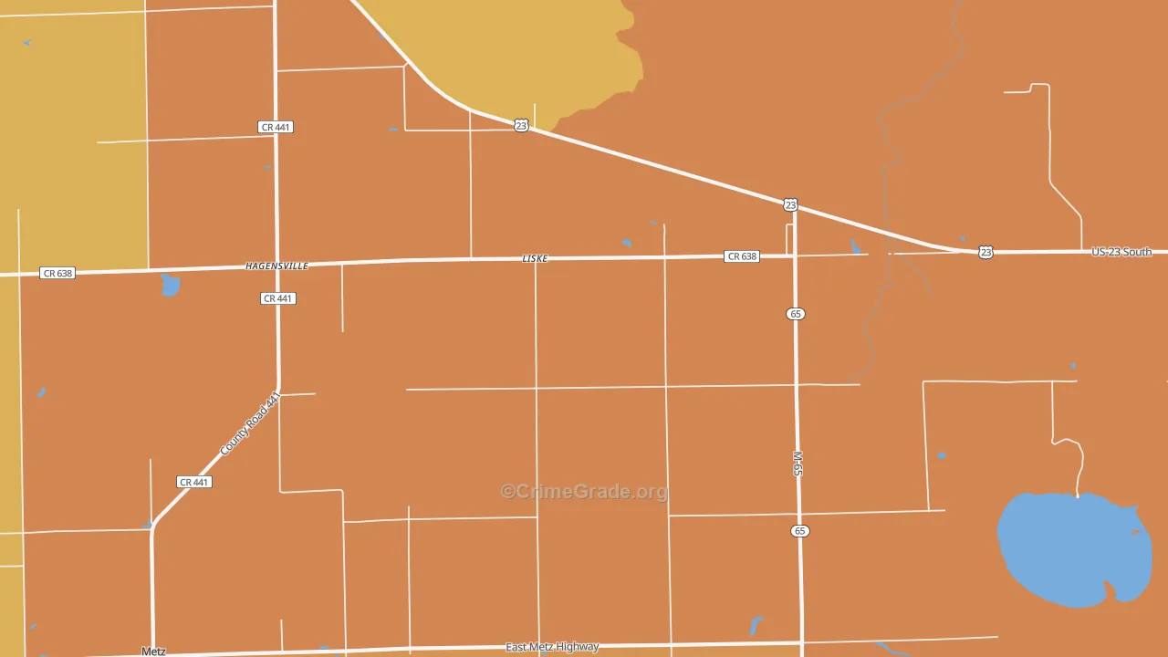 Liske, MI Map of Robbery Rates