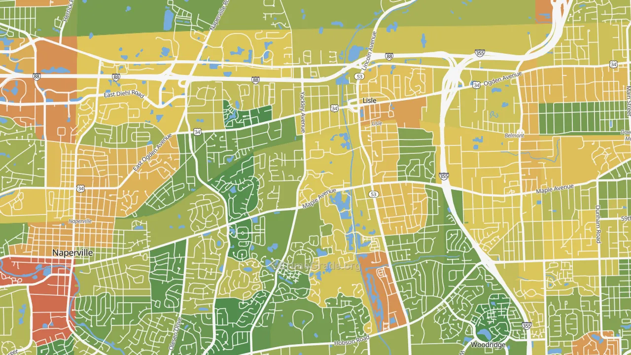 Lisle, IL Map of Robbery Rates