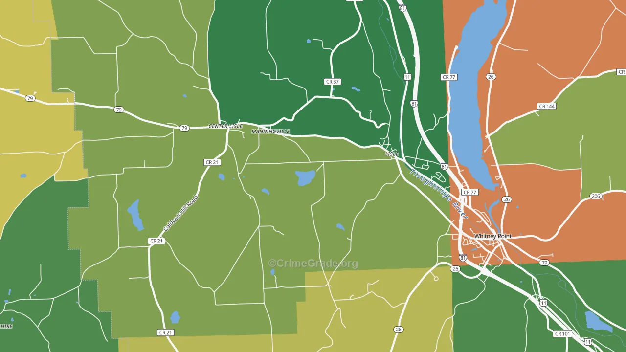 Lisle, NY Map of Robbery Rates