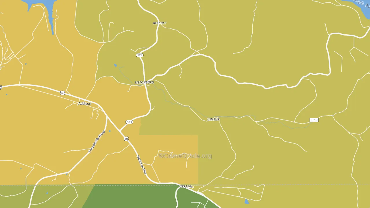 Listonburg, PA Map of Robbery Rates