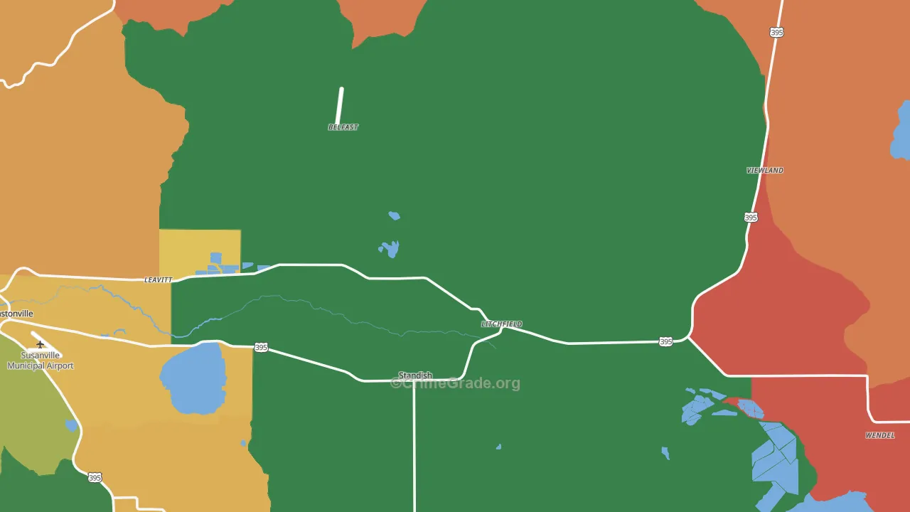 Litchfield, CA Map of Robbery Rates