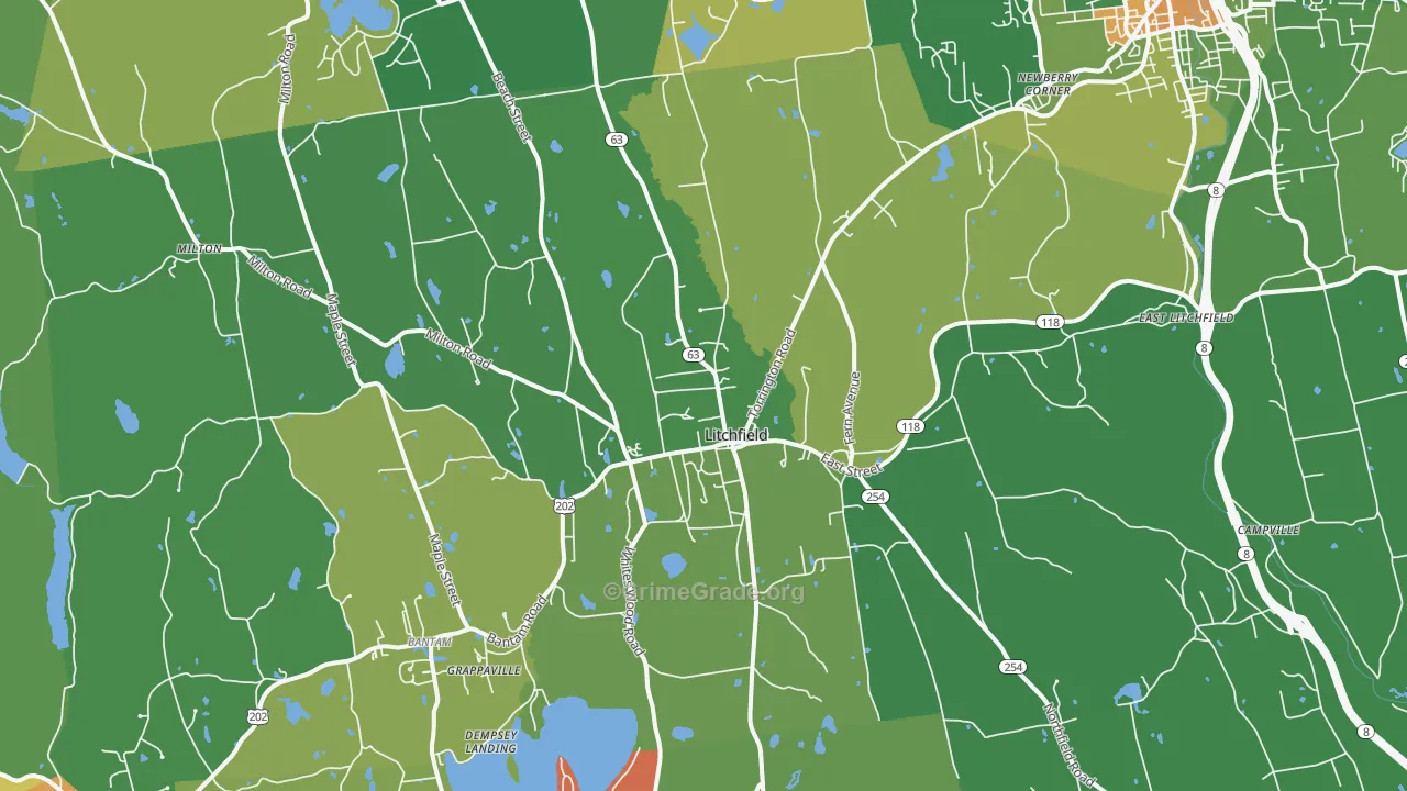 Litchfield, CT Map of Robbery Rates
