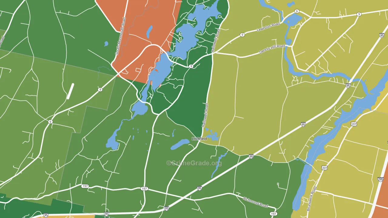 Litchfield, ME Map of Robbery Rates
