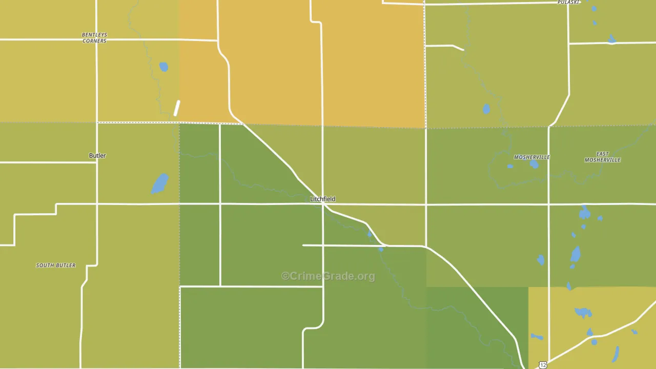 Litchfield, MI Map of Robbery Rates