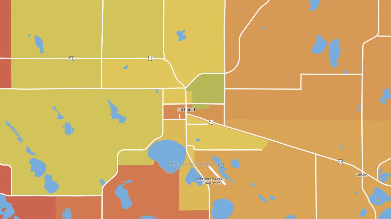 Litchfield, MN Map of Robbery Rates
