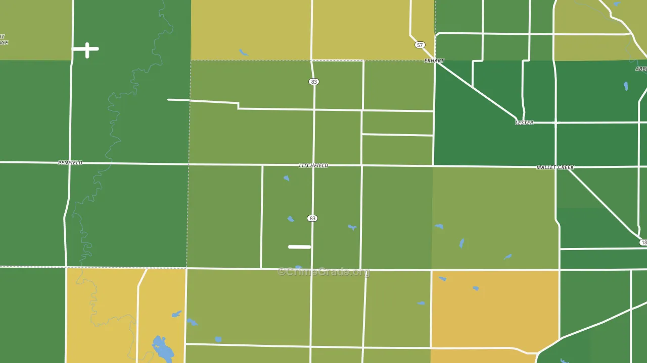Litchfield, OH Map of Robbery Rates