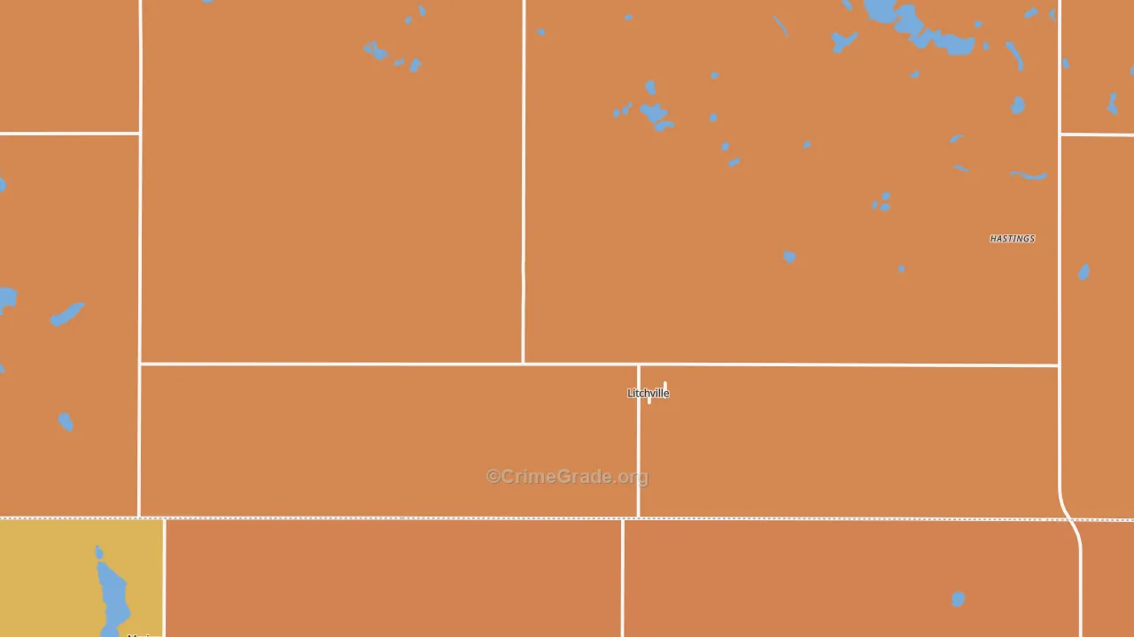 Litchville, ND Map of Robbery Rates