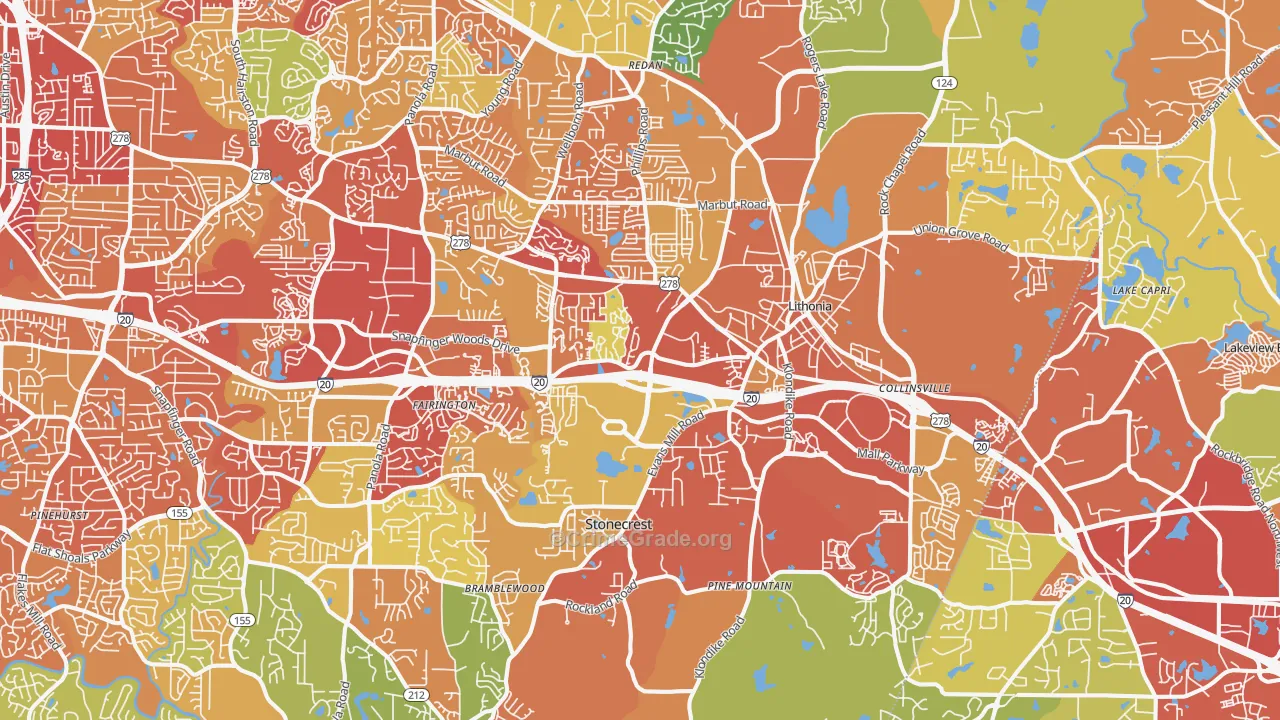 Lithonia, GA Map of Robbery Rates