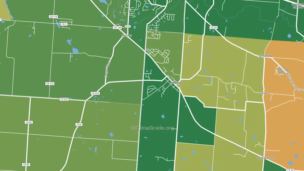Lithopolis, OH Map of Robbery Rates