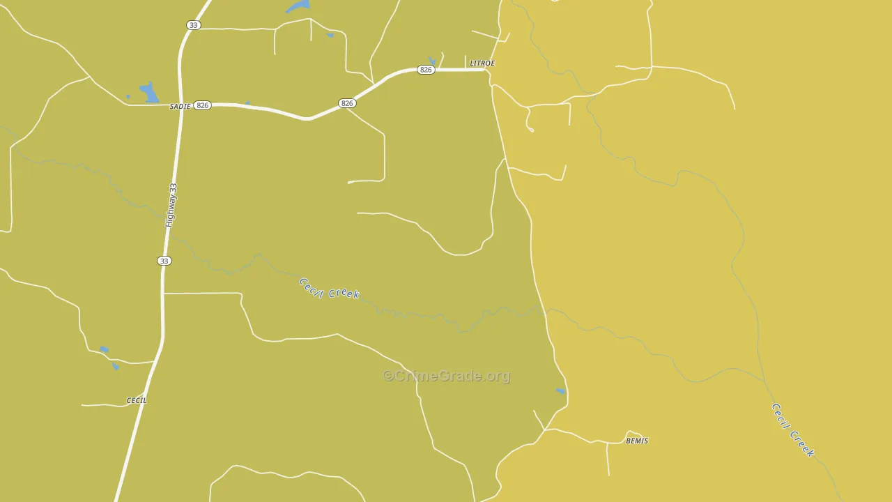 Litroe, LA Map of Robbery Rates