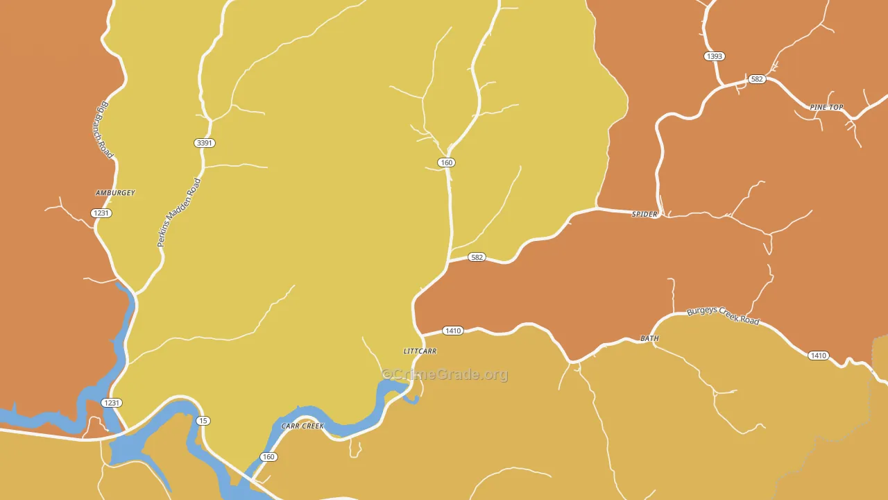 Littcarr, KY Map of Robbery Rates