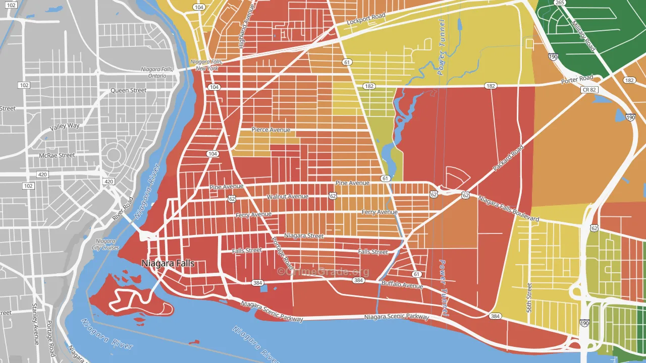 Litte Italy, Niagara Falls, NY Map of Robbery Rates