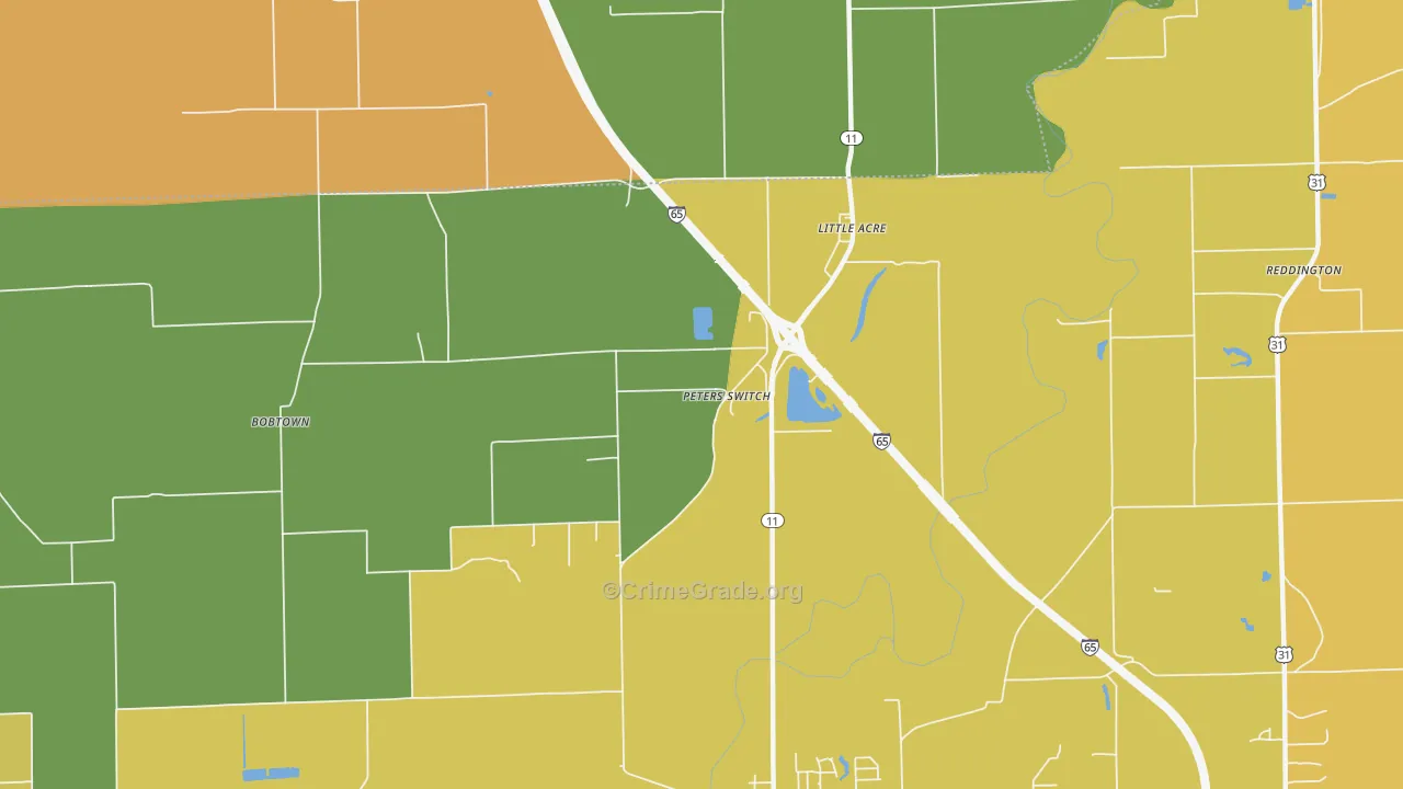 Little Acre, IN Map of Robbery Rates
