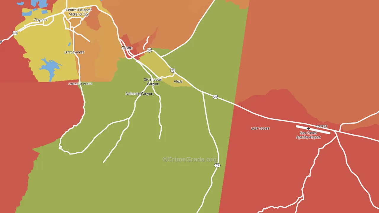 Little Acres, AZ Map of Robbery Rates