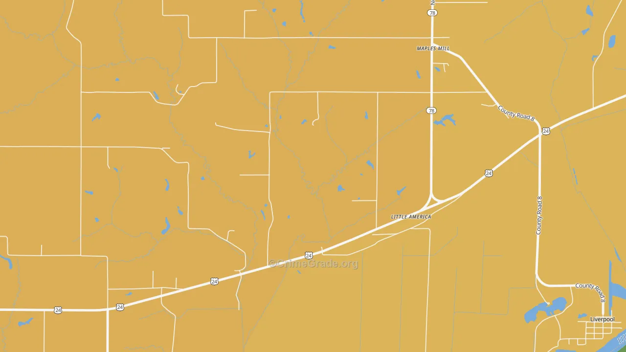 Little America, IL Map of Robbery Rates