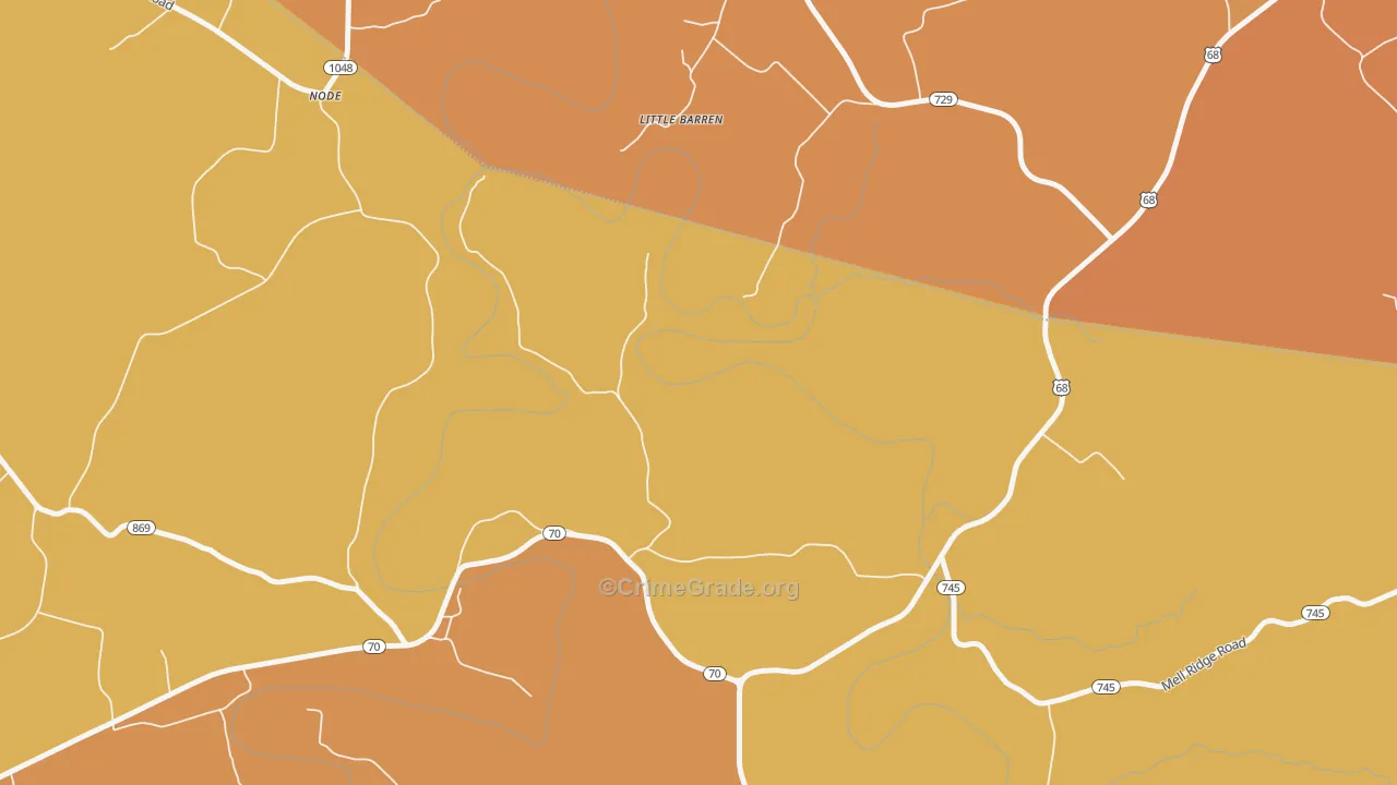 Little Barren, KY Map of Robbery Rates