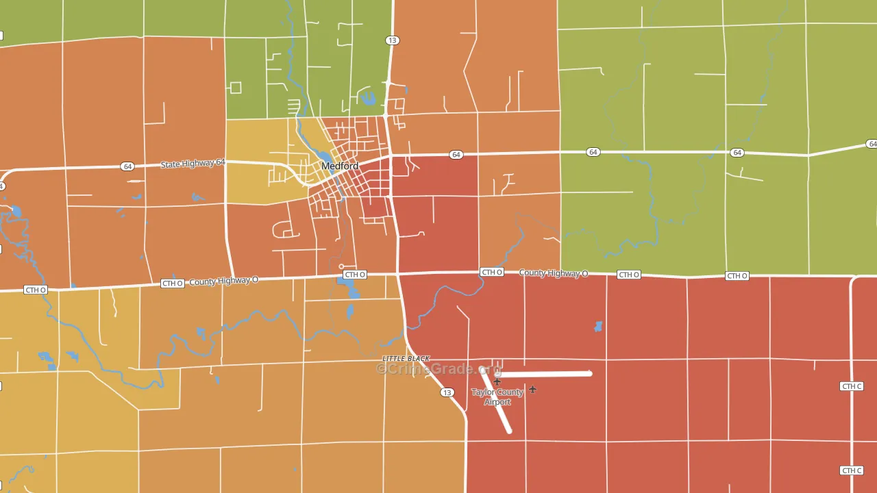Little Black, WI Map of Robbery Rates