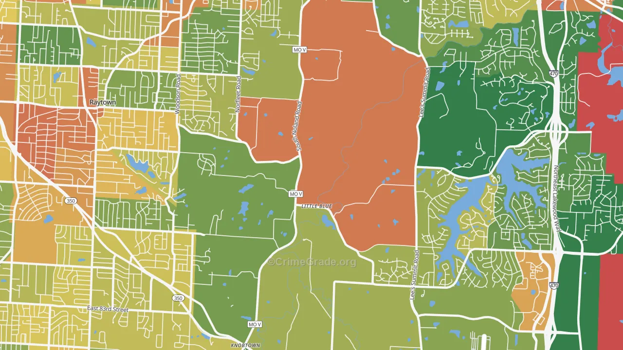 Little Blue Valley, Kansas City, MO Map of Robbery Rates