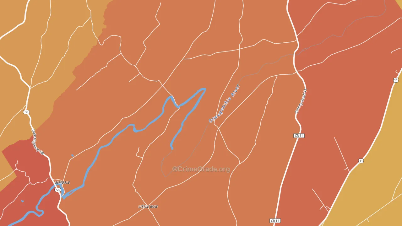 Little Bow, NY Map of Robbery Rates