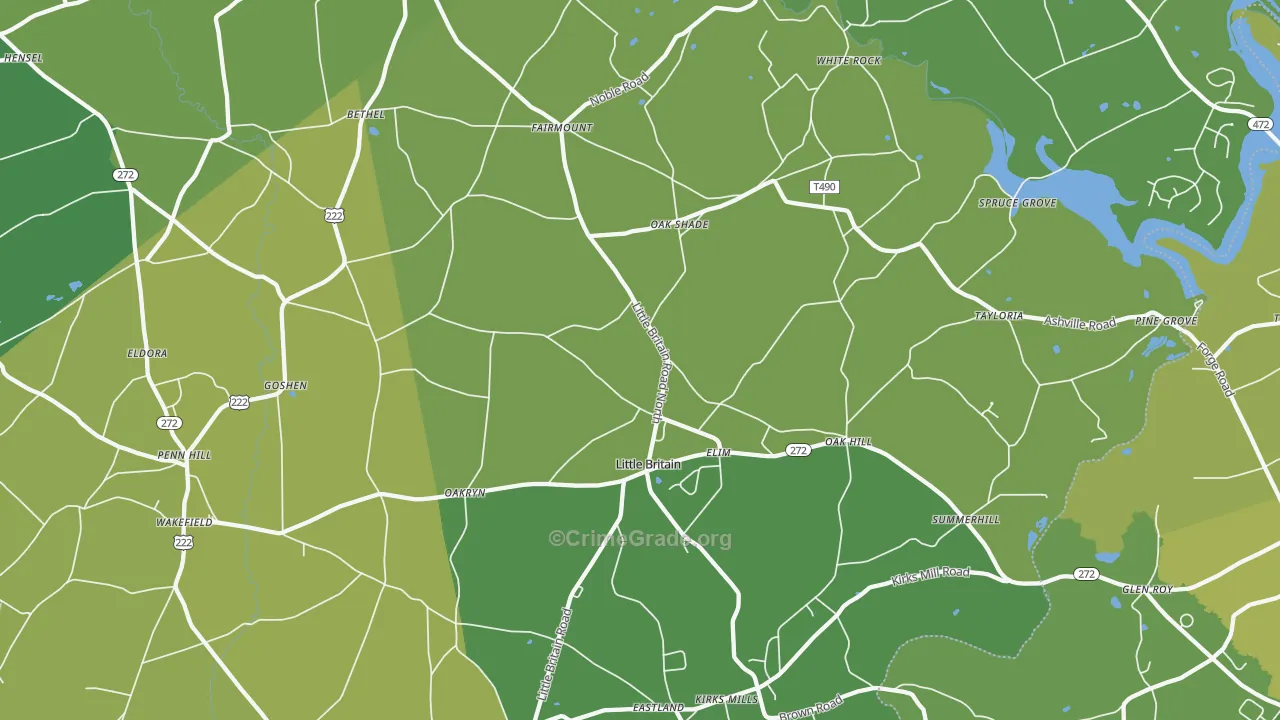 Little Britain, PA Map of Robbery Rates