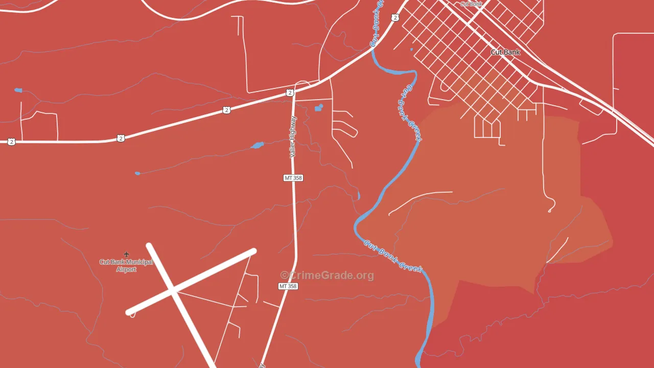 Little Browning, MT Map of Robbery Rates