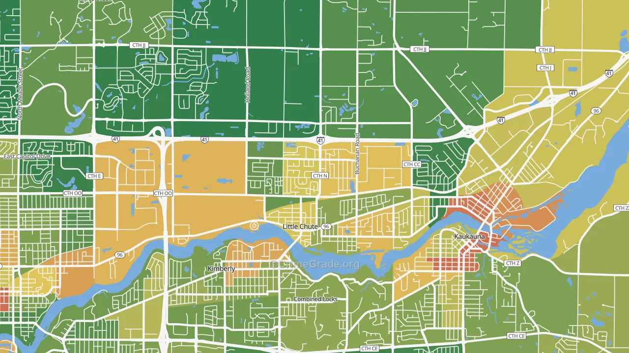 Little Chute, WI Map of Robbery Rates