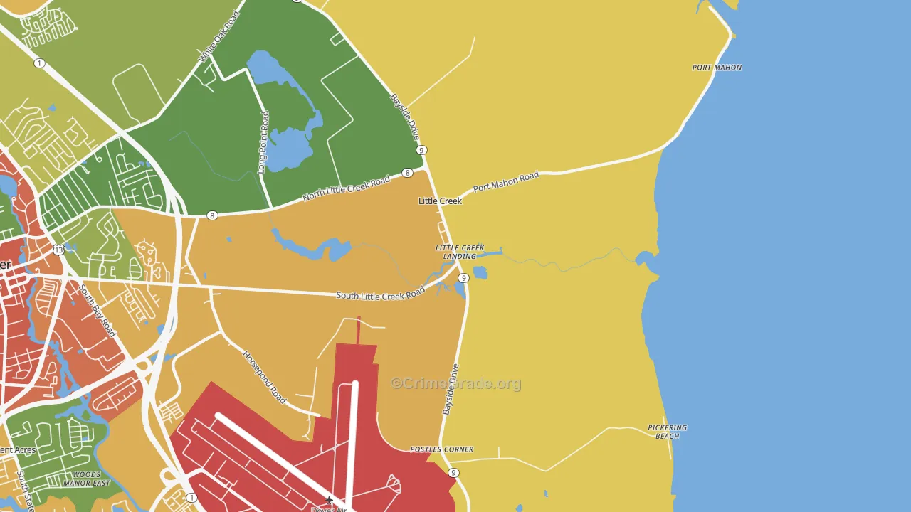 Little Creek, DE Map of Robbery Rates