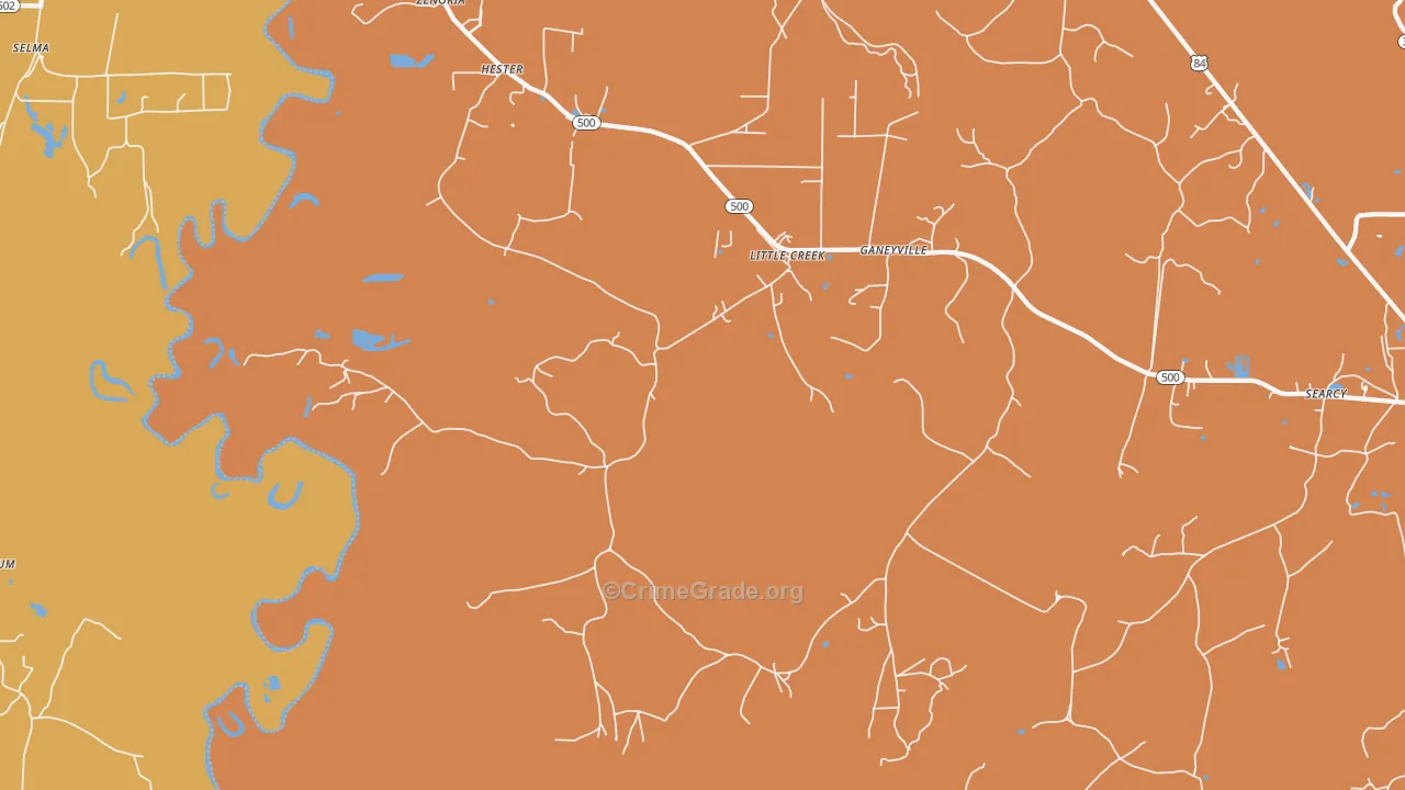 Little Creek, LA Map of Robbery Rates