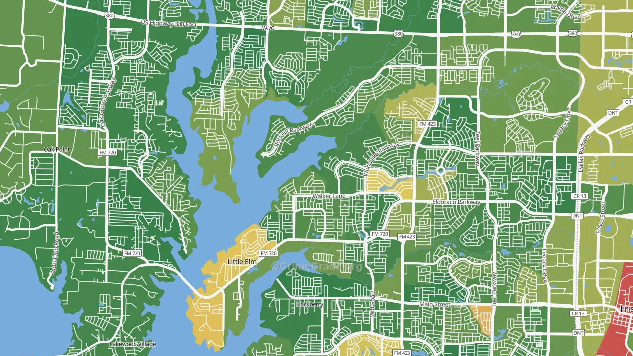 Little Elm, TX Map of Robbery Rates