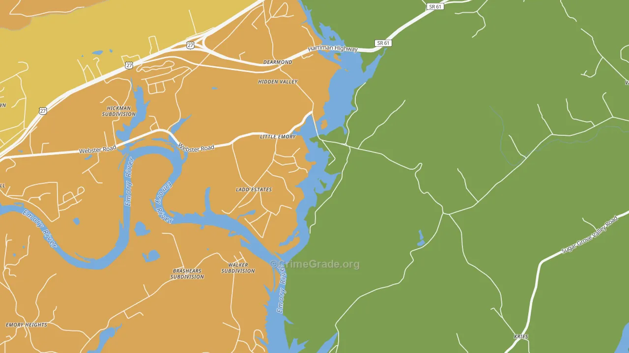 Little Emory, TN Map of Robbery Rates