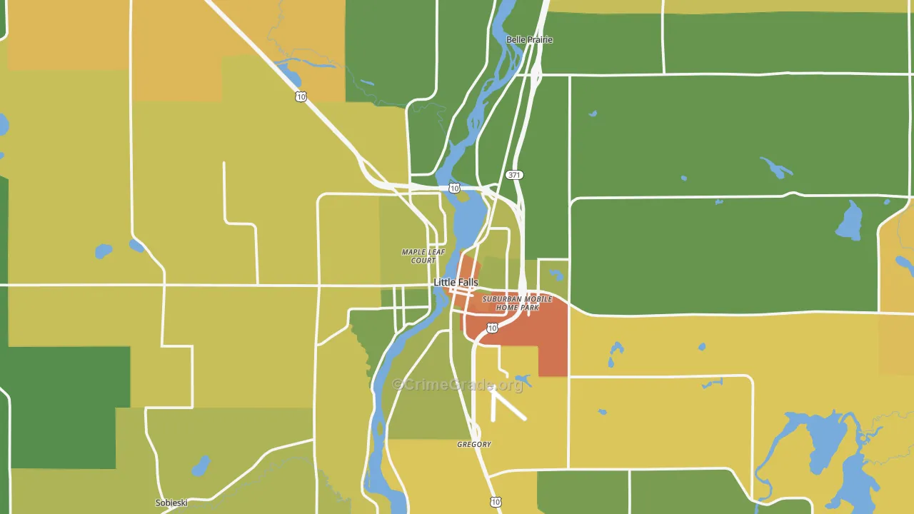 Little Falls, MN Map of Robbery Rates